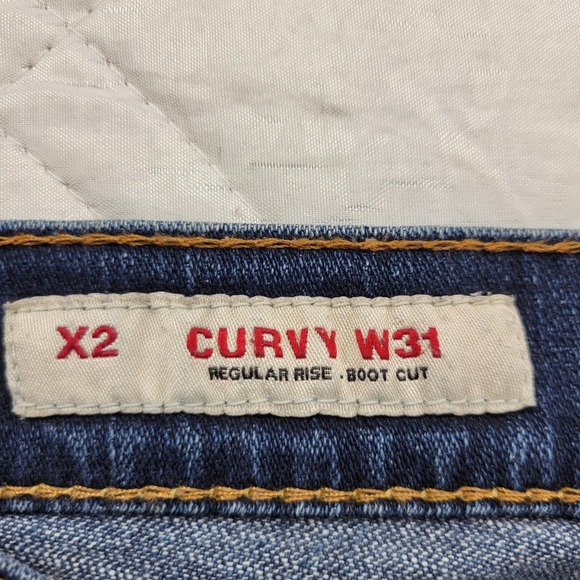 X2 Curvy Regular Rise Boot Cut distressed blue jeans size 6 waist 31 - Picture 5 of 10